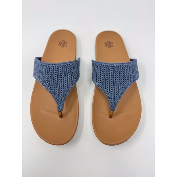 The Sak Womens Sandals Blue Shana Thong Crochet Flat Slide Slip On Boho US 8 - Picture 1 of 6